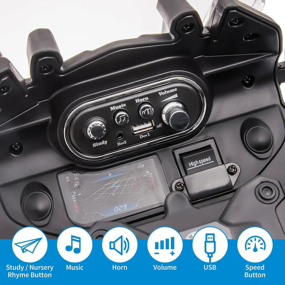 12V 7AH Ride On Motorcycle, Licensed Kids Motorcycle, High/Low Speed, EVA Tire, LED Headlights, Spring Suspension, Music,Ride On AXSSIBLZ