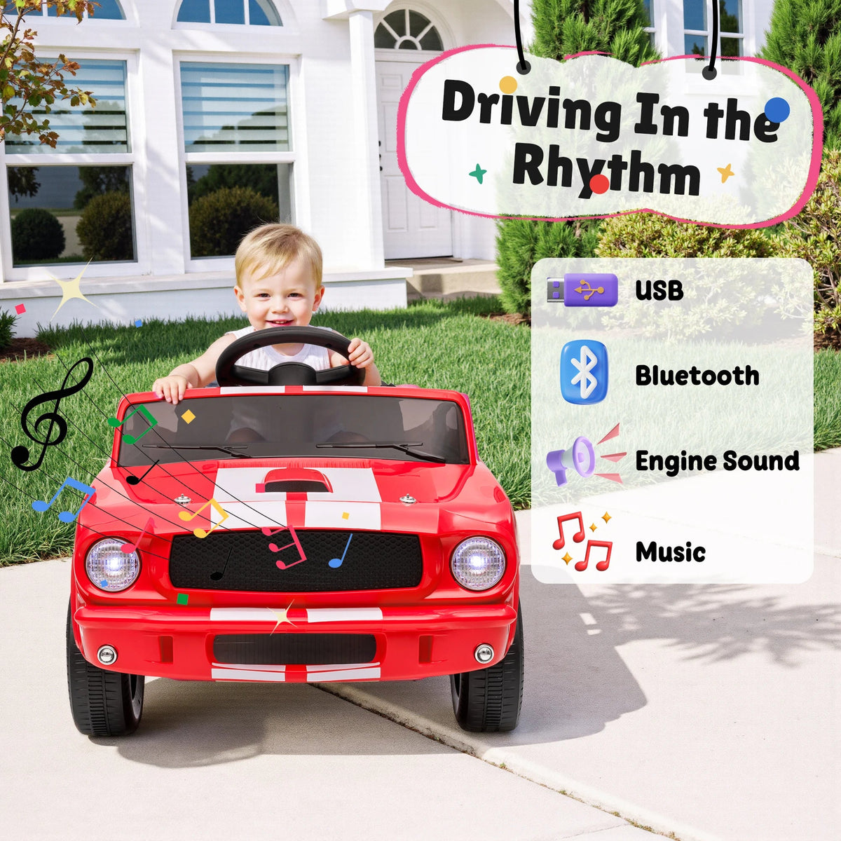 [Official Licensed]Shelby GT350 Kids Electric Car 12V 2WD W/ Parent Remote Control & Safety Belt - All-Terrain Ride-On Toy - Per AXSSIBLZ