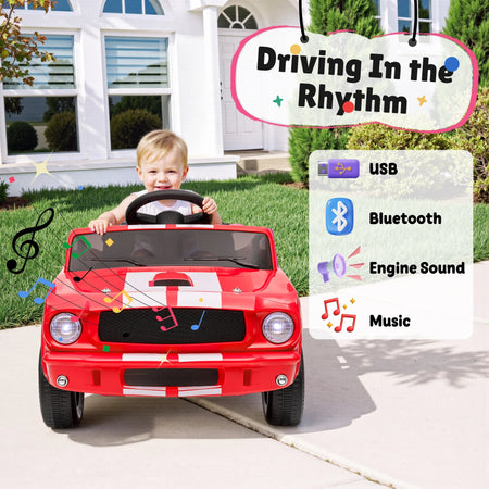 [Official Licensed]Shelby GT350 Kids Electric Car 12V 2WD W/ Parent Remote Control & Safety Belt - All-Terrain Ride-On Toy - Per AXSSIBLZ