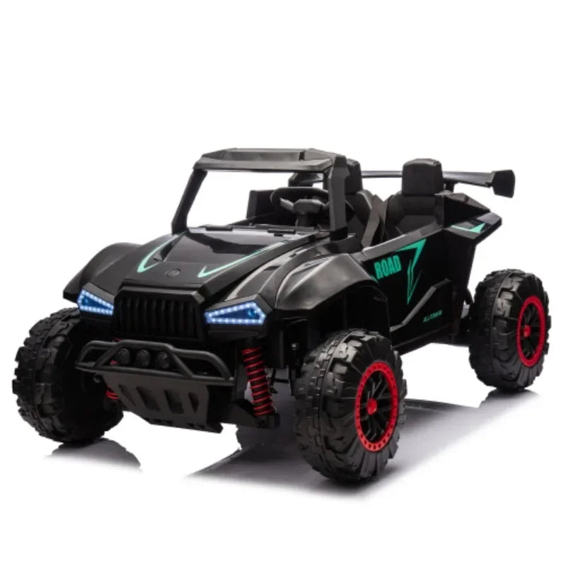 24V Two-seater Kids Ride On Electric Car W/Parents Control,Seat width 20.47in,2WD,Four-wheel suspension,The police car with a AXSSIBLZ
