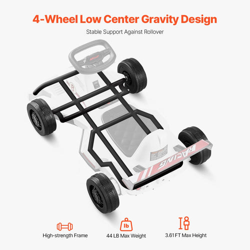 VEVOR 6V 4.5Ah Electric Pedal Go Kart Portable Outdoor Racing Toys 20000 RPM Motor with LED Headlight & Horn for Kids Boy Gifts AXSSIBLZ