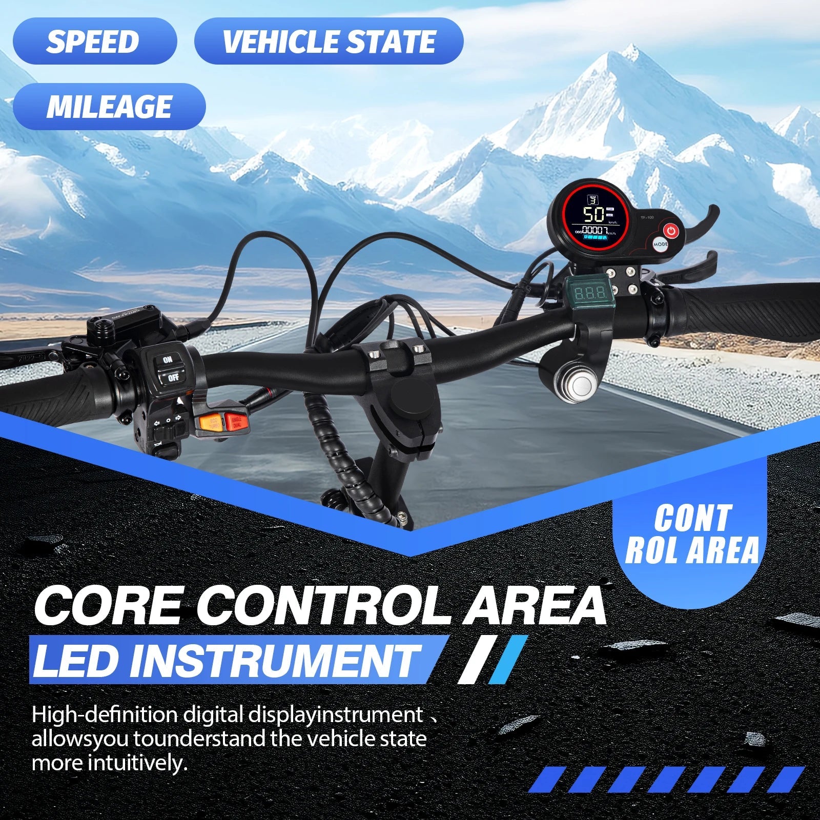 6000W High Power Adult Electric Scooter  Off-Road Commute Foldable 60V 38Ah Large Battery 60 Miles Range 50 Mph Fast E-Scooter AXSSIBLZ