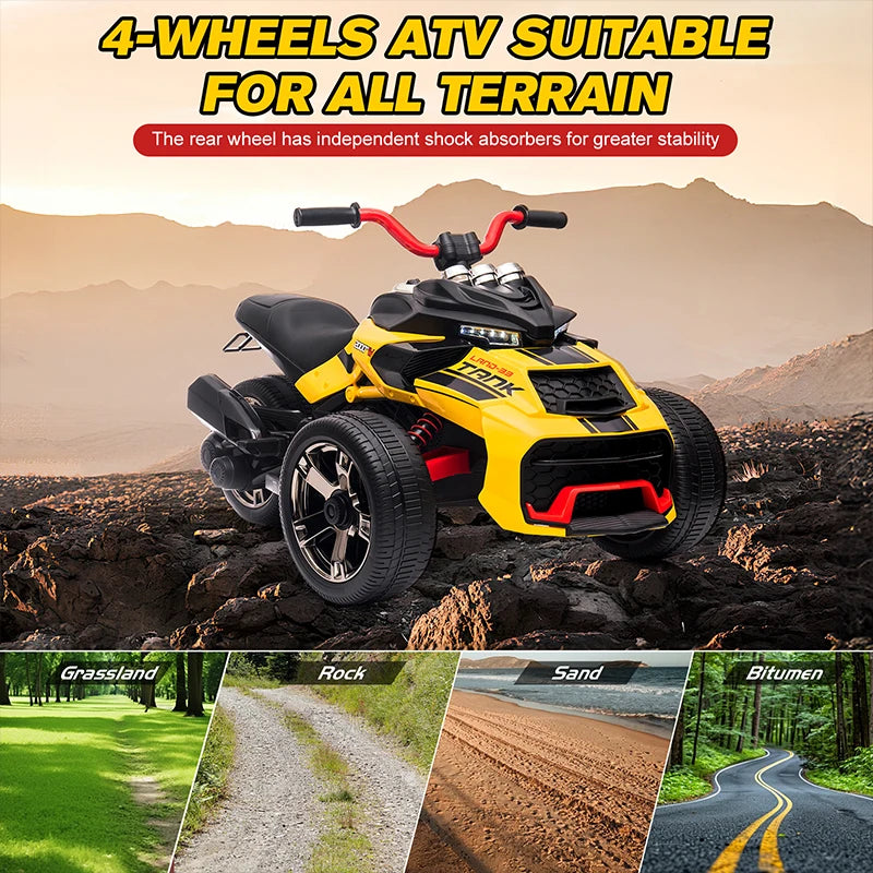12V Kids ATV Ride On Toy Three-Wheel Electric Vehicle for 3-8y Kids Gifts Battery Powered Car Toys with Lights,Music AXSSIBLZ