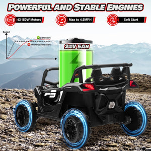 24V Ride On Car for Kids w/Remote Control, JOYRACER Battery Powered Off-Road UTV, 4x150W Motors,4 Shock Absorbers, 4.5 Mph Max S AXSSIBLZ