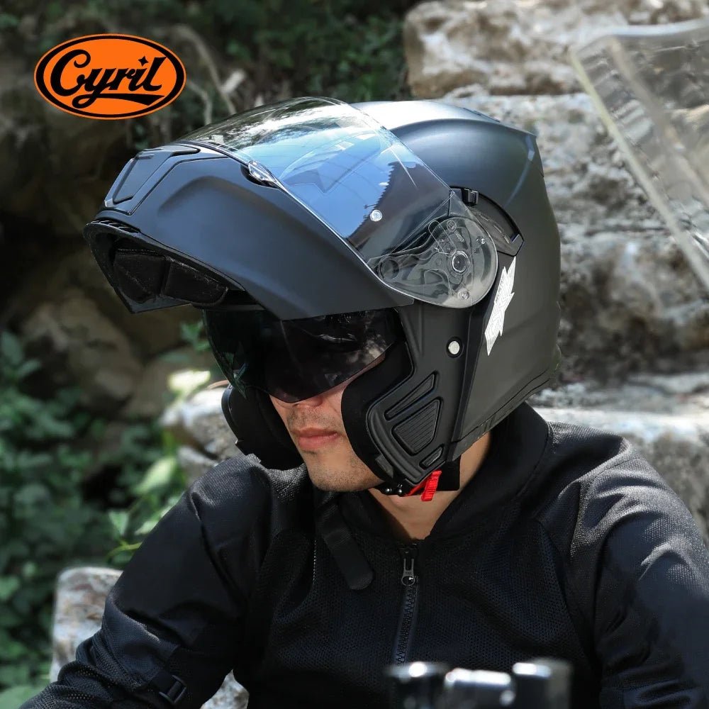 Motorcycle Helmet Dual Visor Modular Flip up Full Face Helmet for Adult Men and Women DOT ECE Approved AXSSIBLZ