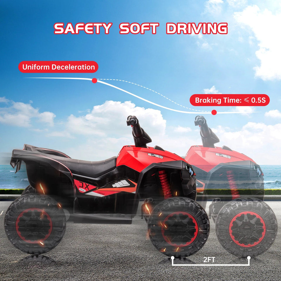 12V Kids Ride on ATV Quad 2x35W Powerful 4-Wheeler Electric Vehicle with Parent Control, Spring Suspension,LED Lights,AUX Port AXSSIBLZ