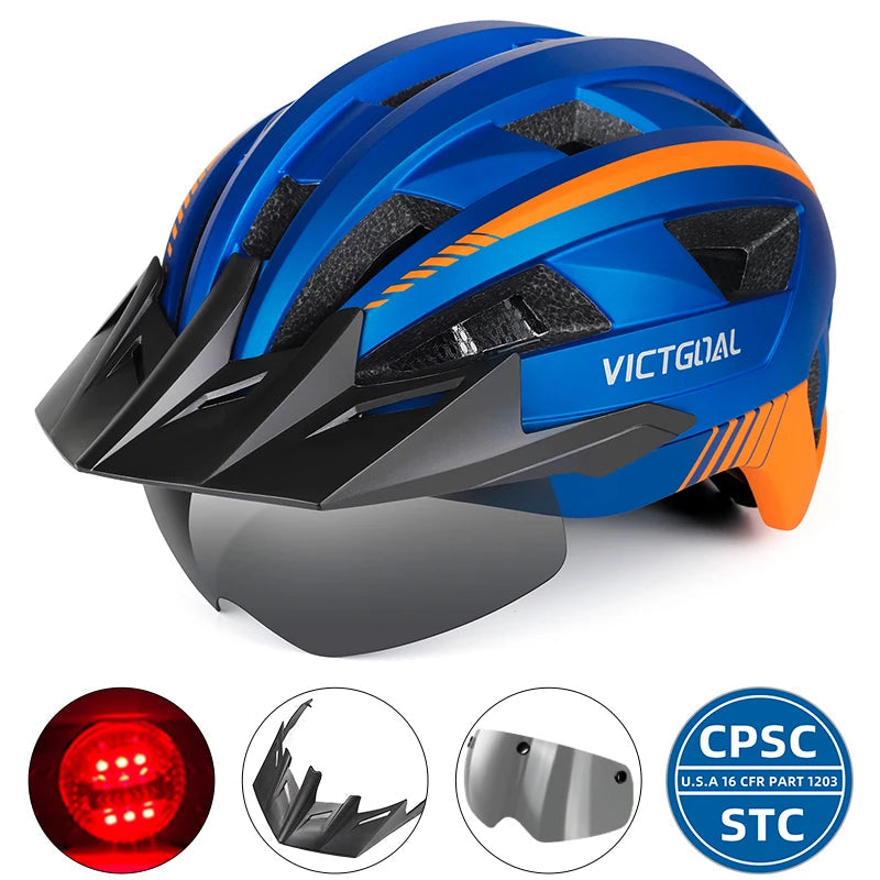 VictoSafe MTB Helmet – Complete Protection with LED, Visor & Goggles for Cyclists AXSSIBLZ