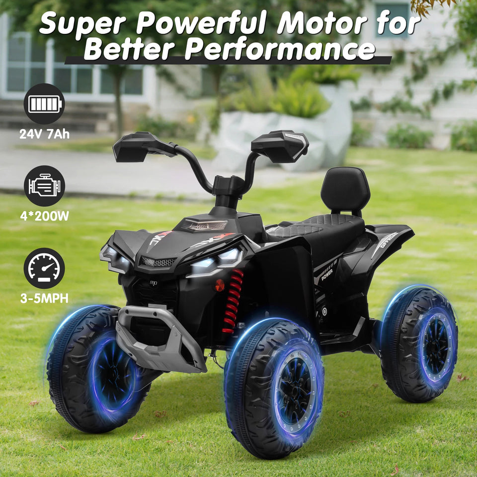 Kids ATV 4 Wheeler, JOYRACER Upgraded 2 Seater 24V Ride On Toy for Big Kid w/800W Powerful Motor, Battery Powered AXSSIBLZ