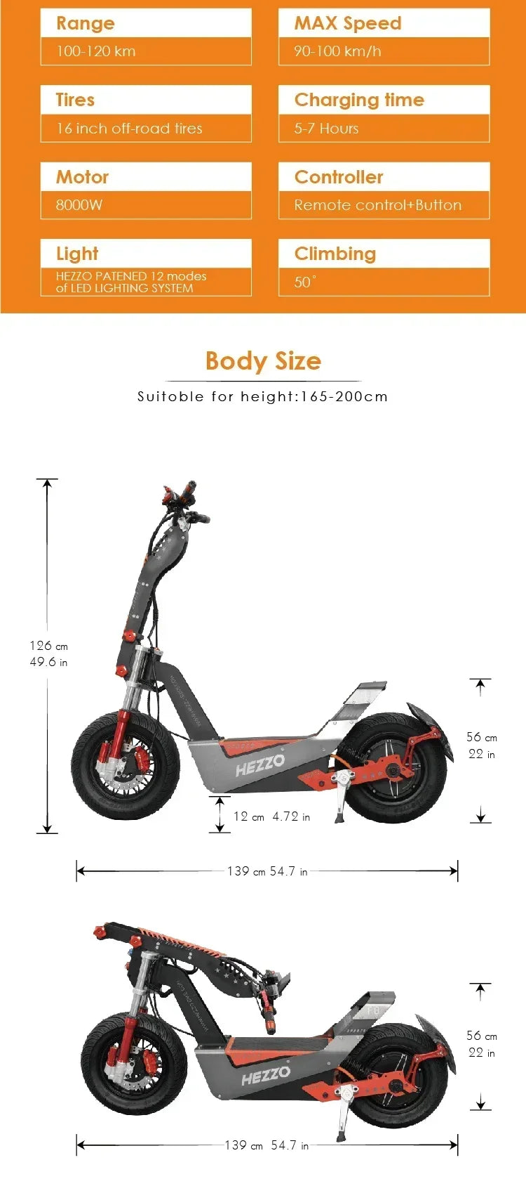 Foldable F8 Electric Scooter 100/km Electric Scooter 8000W Large Motor 72V50AH Battery16-inch Fat Tire Off-road Electric Scooter AXSSIBLZ