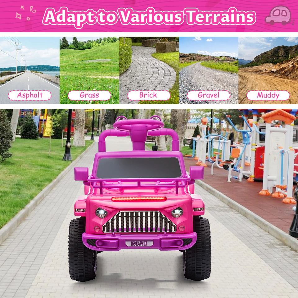 6V Ride On Car Battery Powered Electric Car for Kids with LED Light FM Horn Rear Storage Riding 4 Wheels Toy for Aged 3-6 Years AXSSIBLZ