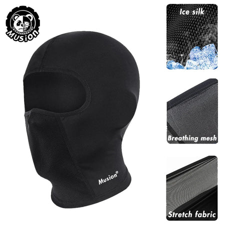 Musion Cycling Helmet Balaclava with Glasses Hole Motorcycle Full Face Mask Sun Protection Ice Silk Biker Headgear Breathable fo AXSSIBLZ
