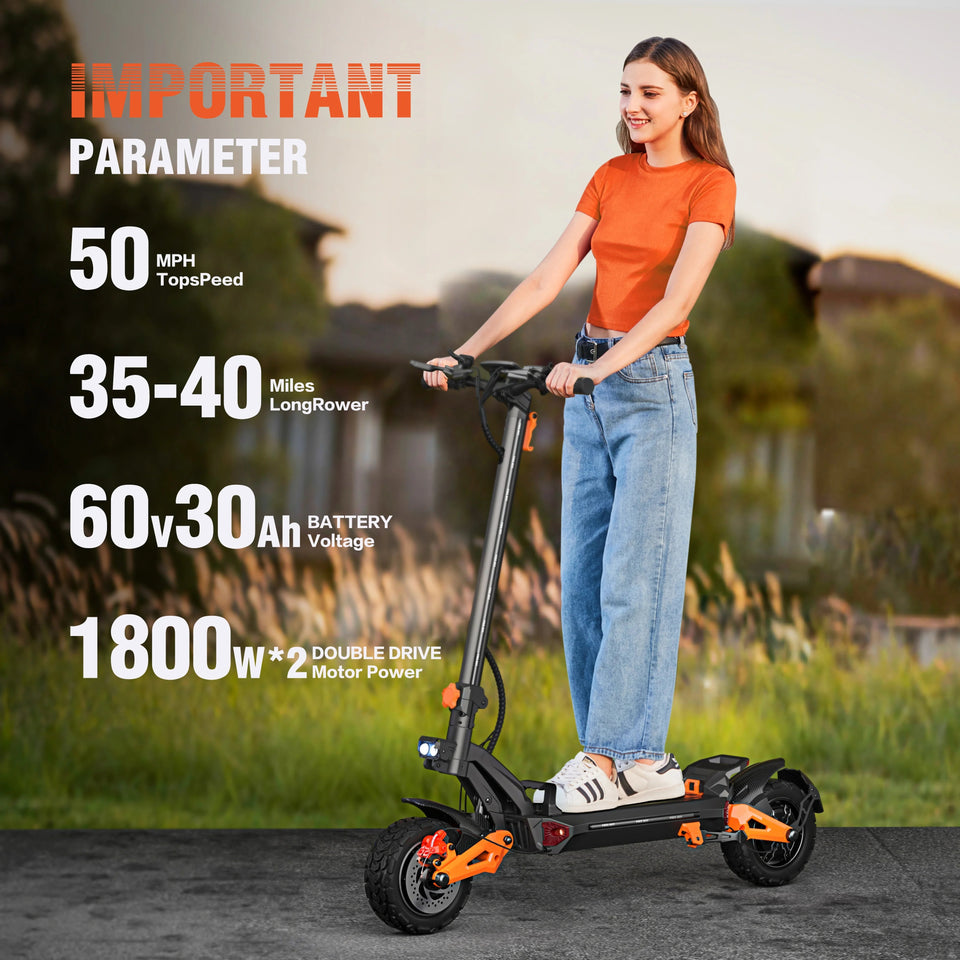 Dual Motor Adult Dual Shock-Absorbing Electric Scooter Long Endurance Double Rocker Arm Commuter Off-Road E-Scooter AXSSIBLZ