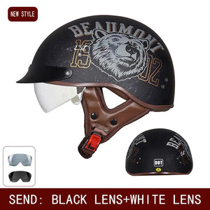 Retro helmet motorcycle helmet motorcycle half helmet four seasons summer wear endoscopic safety hat helmet cruise helmet Riding AXSSIBLZ