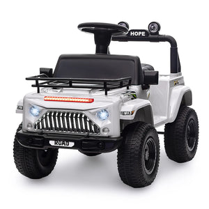 6V Ride On Car Battery Powered Electric Car for Kids with LED Light FM Horn Rear Storage Riding 4 Wheels Toy for Aged 3-6 Years AXSSIBLZ
