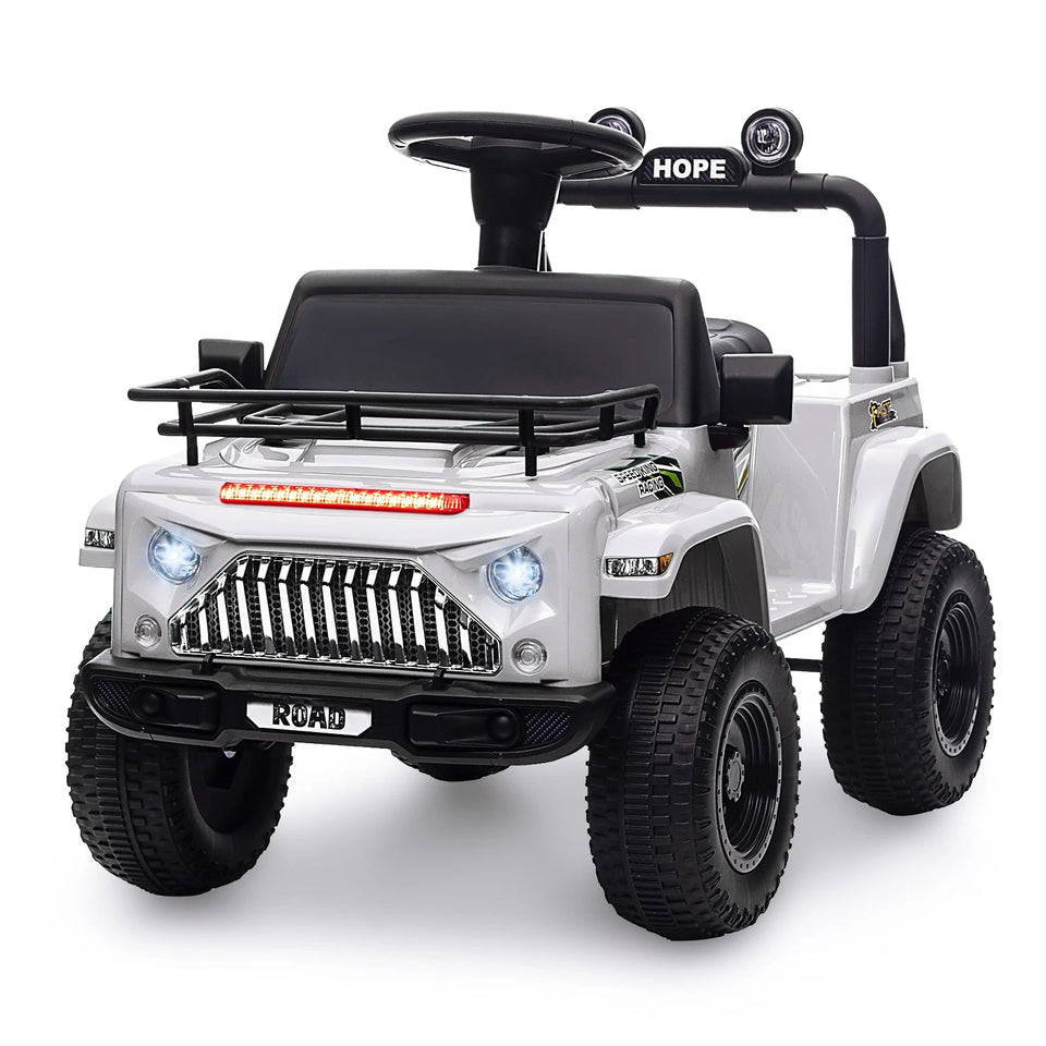 6V Ride On Car Battery Powered Electric Car for Kids with LED Light FM Horn Rear Storage Riding 4 Wheels Toy for Aged 3-6 Years AXSSIBLZ