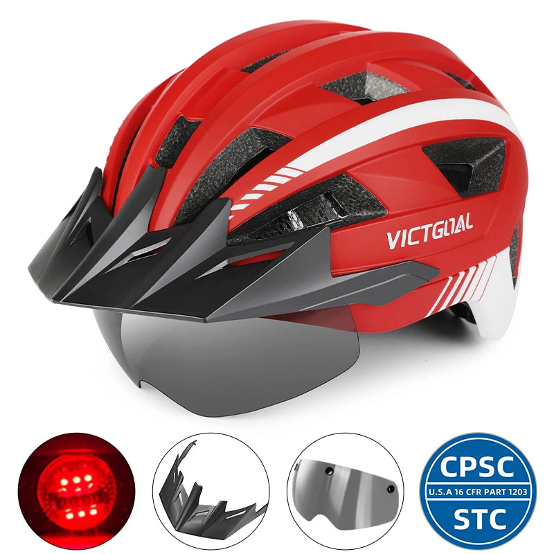 VictoSafe MTB Helmet – Complete Protection with LED, Visor & Goggles for Cyclists AXSSIBLZ