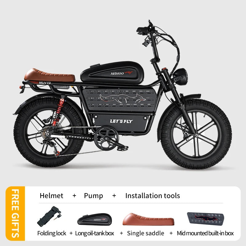 HAHOO H20 20 inches adult electric mountain bike 1000W brushless motor 48V 60Ah ebike dual suspension off road tyre bicycle e AXSSIBLZ