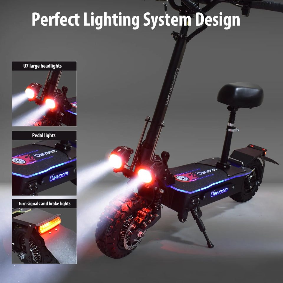 5600W Adult Electric Scooter W/Seat,Dual Motor EScooter, 3 Speed 80km/h 90kmRange,60V 27AH,11'' Heavy Duty Vacuum Off-Road Tire AXSSIBLZ
