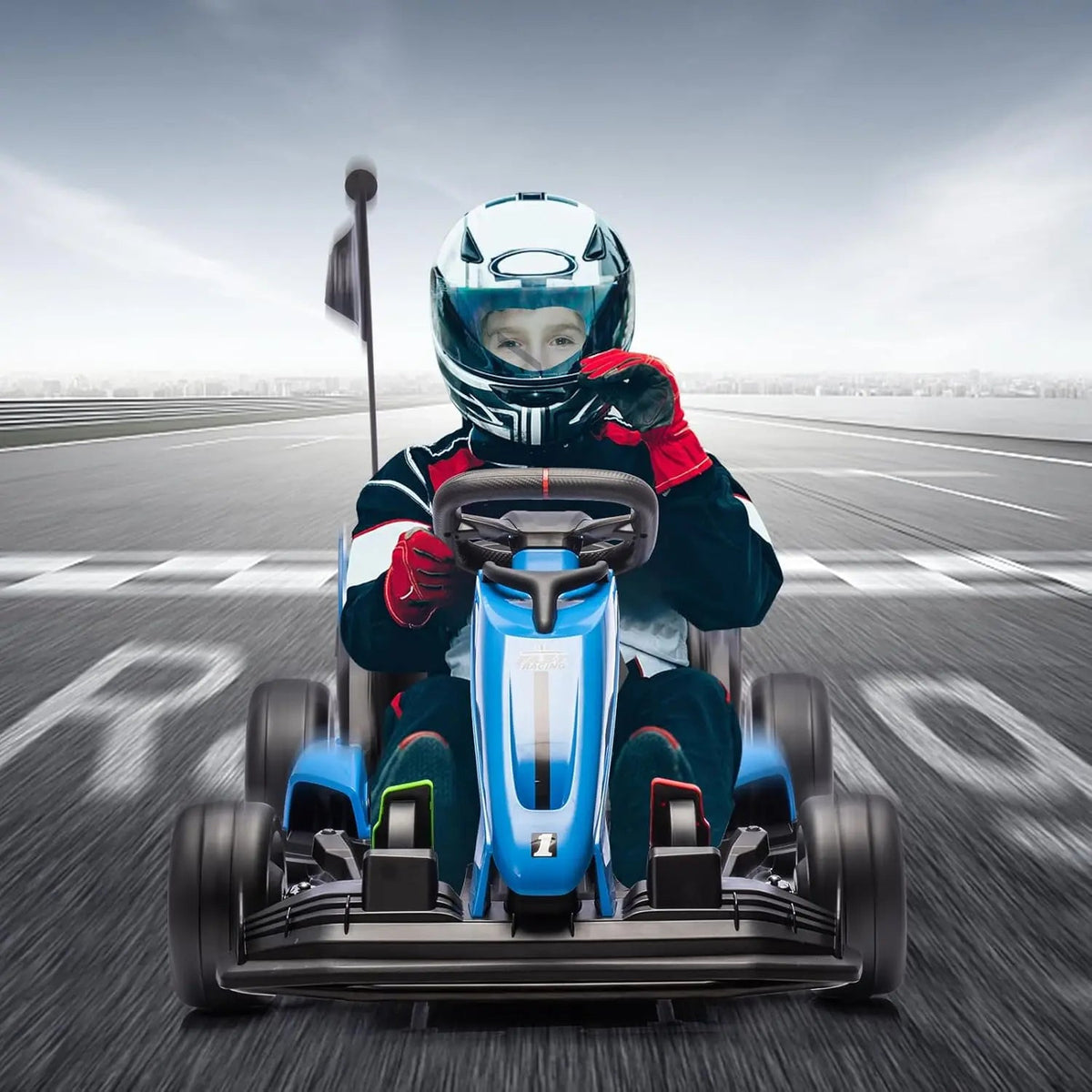 24V Go Kart, Electric Drift Kart Car with Adjustable Seat, Outdoor Ride On Toy with Variable Speed Mode, High-Speed Racing AXSSIBLZ