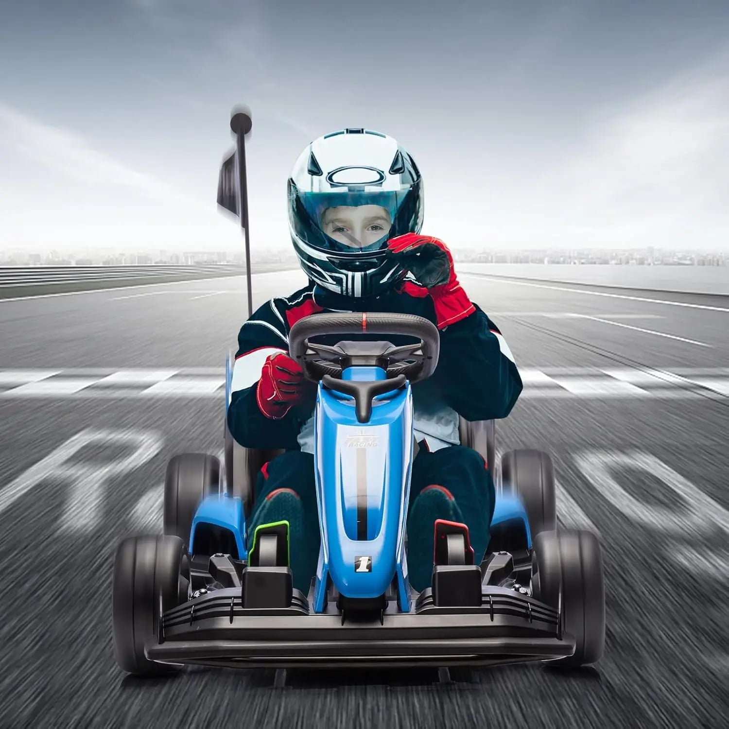 24V Go Kart, Electric Drift Kart Car with Adjustable Seat, Outdoor Ride On Toy with Variable Speed Mode, High-Speed Racing AXSSIBLZ