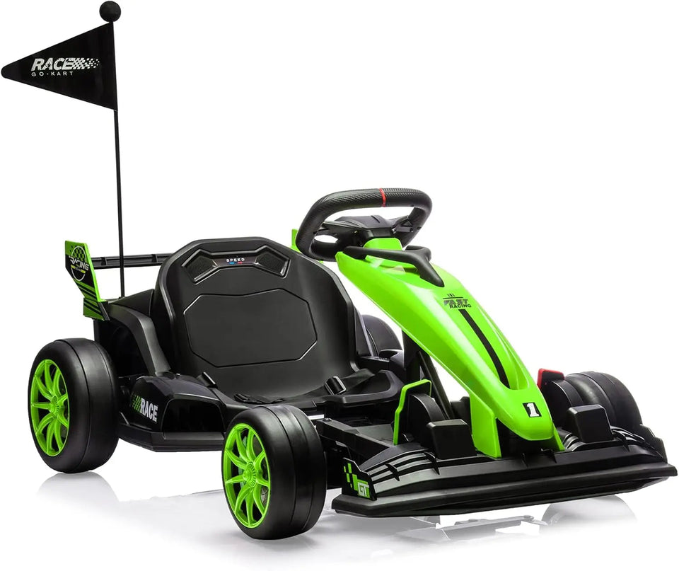 24V Go Kart, Electric Drift Kart Car with Adjustable Seat, Outdoor Ride On Toy with Variable Speed Mode, High-Speed Racing AXSSIBLZ