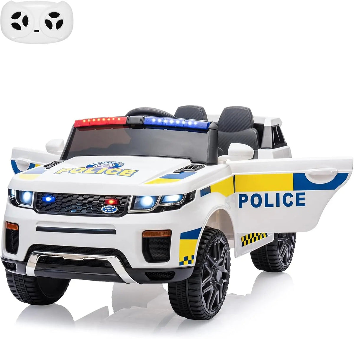 12V Kids Ride On Police Car SUV Toddlers Electric Cars Battery Operated Ride On Toy with 2.4G Remote Control, Megaphone, Light AXSSIBLZ