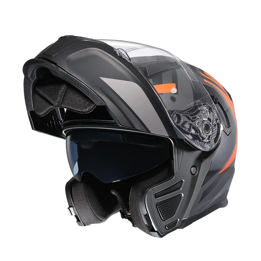 Full Face Motorcycle Helmet with Dual Visor Cyril Flip-up Motorcycle Helmet with Bluetooth Slot For Adult DOT Approved Helmet AXSSIBLZ
