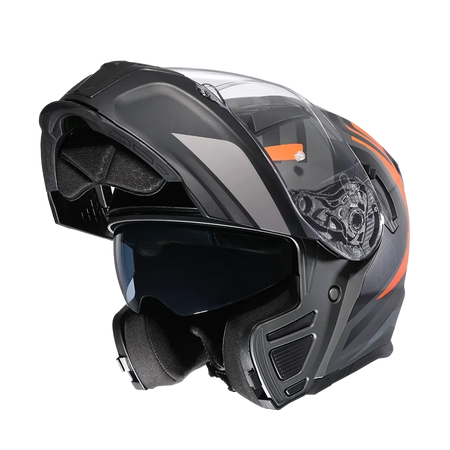 Full Face Motorcycle Helmet with Dual Visor Cyril Flip-up Motorcycle Helmet with Bluetooth Slot For Adult DOT Approved Helmet AXSSIBLZ