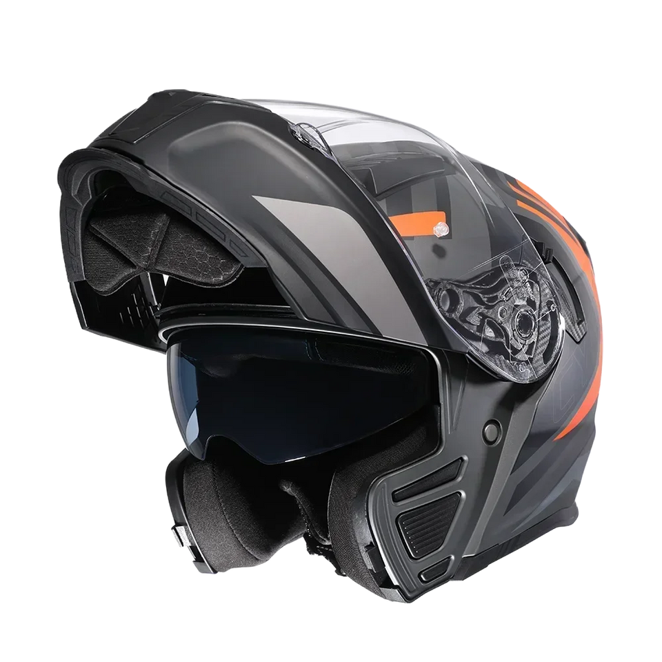 Full Face Motorcycle Helmet with Dual Visor Cyril Flip-up Motorcycle Helmet with Bluetooth Slot For Adult DOT Approved Helmet AXSSIBLZ