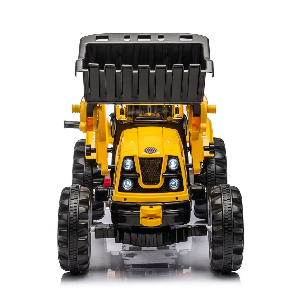 12V Ride On Excavator 2 Speeds Battery Powered Construction Vehicles Front Loader Ride On Car With Horn Safety Belt For Kids AXSSIBLZ