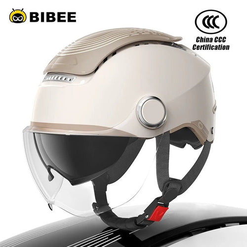 BIBEE Electric Motorcycle Helmet Summer Breathable Electric Bike Open Face Helmet Men Women Dual Lenses Jet Scooter Half Helmets AXSSIBLZ