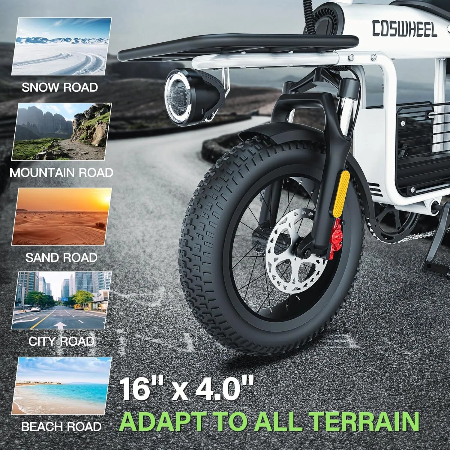 Coswheel T16 Summit 16 – 48V 20AH Outdoor Electric Bike Ride the Road, Conquer the Mountain AXSSIBLZ