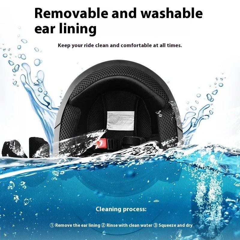 Motorcycle Open Face Helmet For Men And Women Dual Lens Sun Visor Face Shield Top Lightweight Scooter Bike Retro 3/4 Helmet AXSSIBLZ