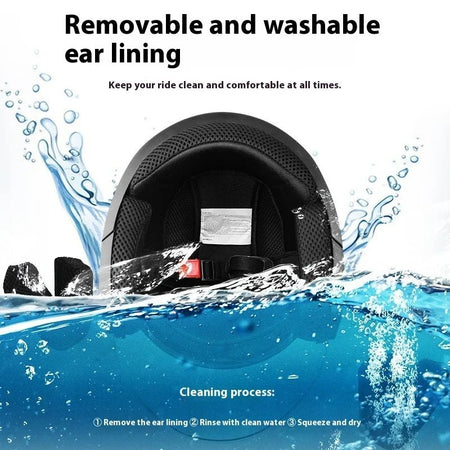 Motorcycle Open Face Helmet For Men And Women Dual Lens Sun Visor Face Shield Top Lightweight Scooter Bike Retro 3/4 Helmet AXSSIBLZ