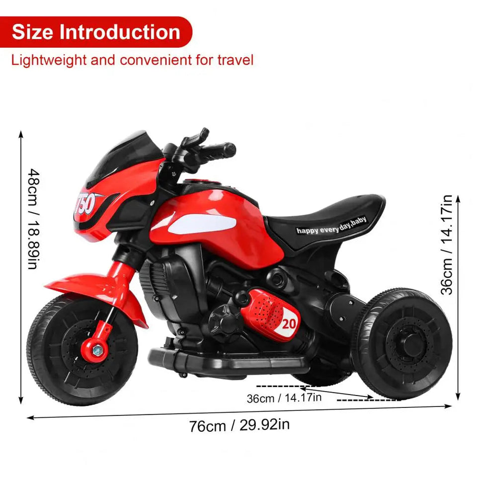 Kids Electric Tricycle, Kids Motorcycle Ride-on Car Toy, 3-Wheel Battery Powered Motorbike for Kids 1-6 Years Old, Forward Rever AXSSIBLZ