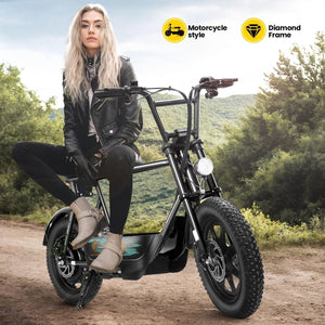 Peak 819W Electric Scooters with Seat for Adults, 16" Fat Tire for All-Terrain, Commuter Ebike for Teens, with Carry Basket AXSSIBLZ