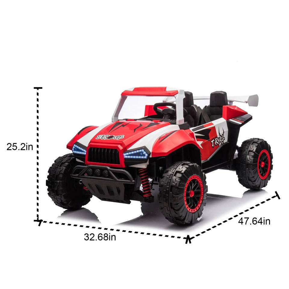 24V Two-seater Kids Ride On Electric Car W/Parents Control,Seat width 20.47in,2WD,Four-wheel suspension,The police car with a AXSSIBLZ
