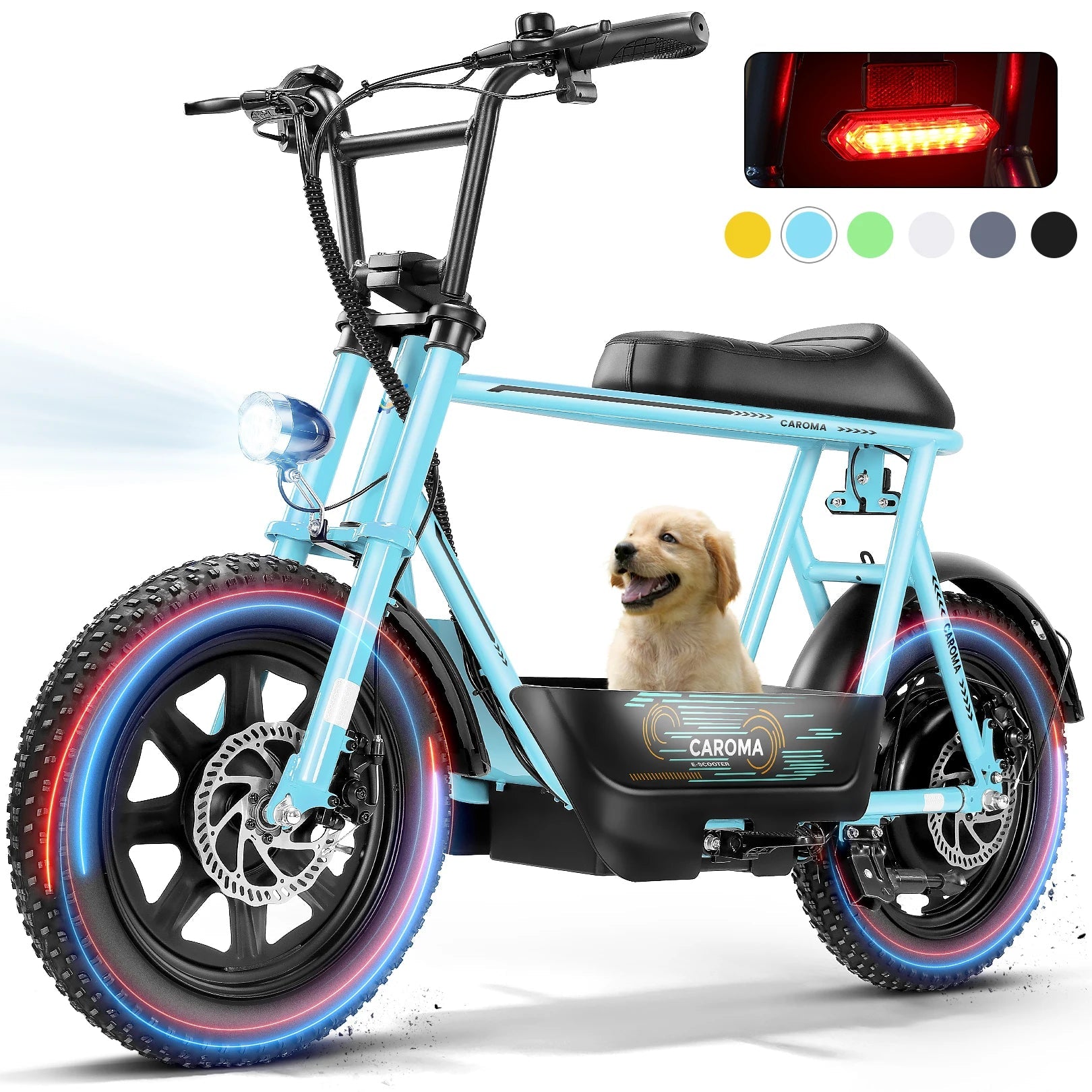 Peak 819W Electric Scooters with Seat for Adults, 16" Fat Tire for All-Terrain, Commuter Ebike for Teens, with Carry Basket AXSSIBLZ