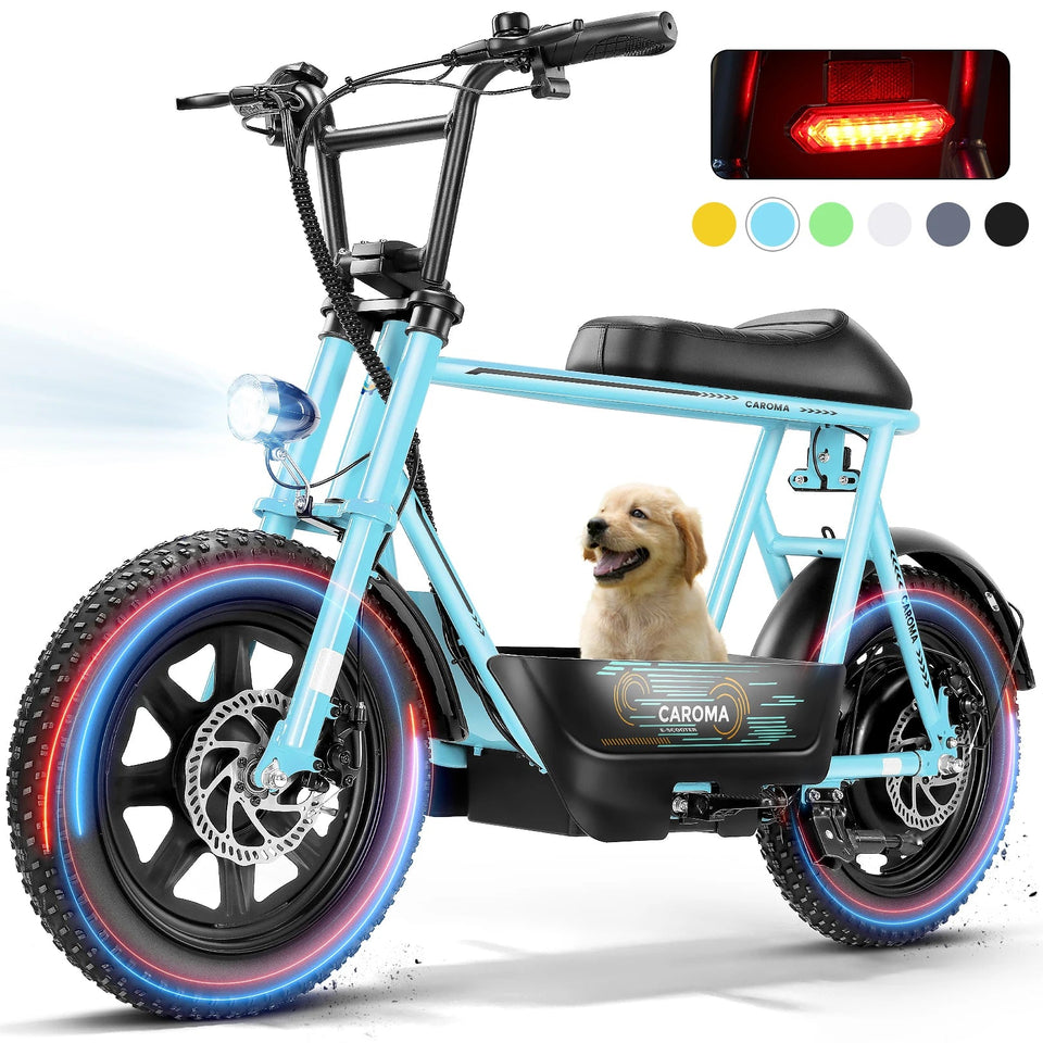 Peak 819W Electric Scooters with Seat for Adults, 16" Fat Tire for All-Terrain, Commuter Ebike for Teens, with Carry Basket AXSSIBLZ