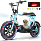 Peak 819W Electric Scooters with Seat for Adults, 16" Fat Tire for All-Terrain, Commuter Ebike for Teens, with Carry Basket AXSSIBLZ