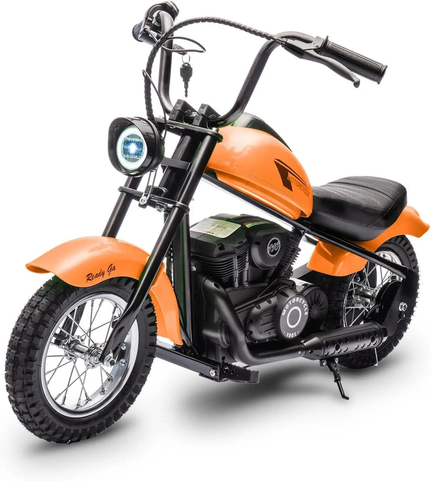 24V Electric Dirt Bike, 250W Electric Motorcycle w/LED Light, Leather Seat- Two Speed Max Up to 14MPH & 60 Minutes Motorbike AXSSIBLZ
