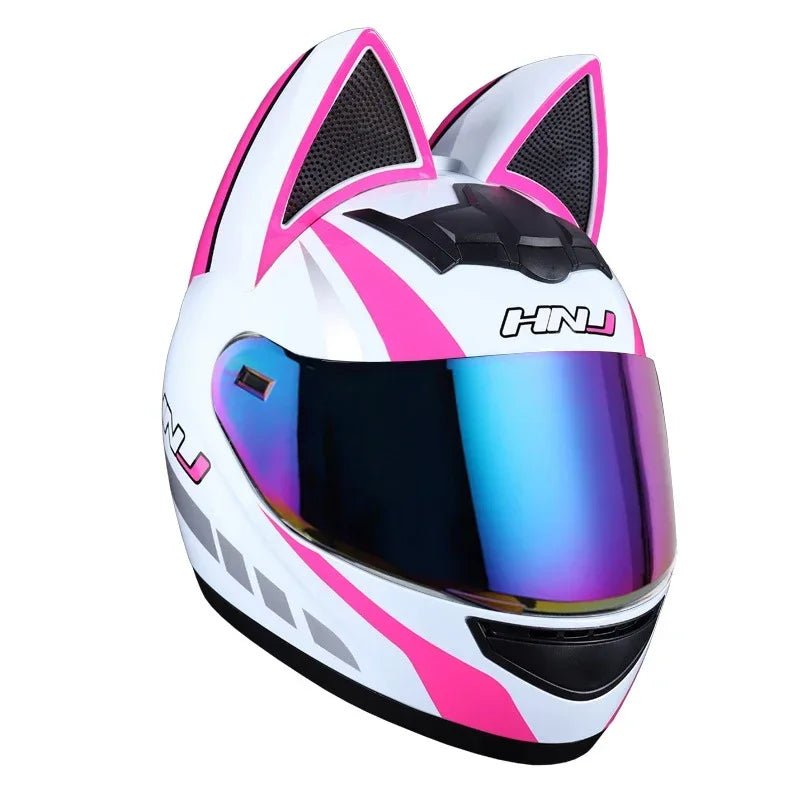 Motorcycle Helmet Detachable Full Face DOT Certification Safety Cat Ears Moto Helmets For Women Breathable Soft Comfort Lining AXSSIBLZ