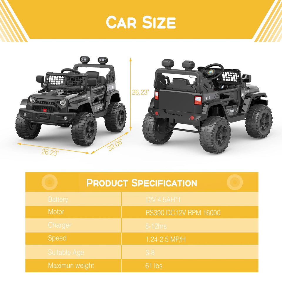 12V Kids Ride On Truck Car With Parent Remote Control, Kids Motorized Vehicles, Spring Suspension, LED Lights, Wireless Music AXSSIBLZ