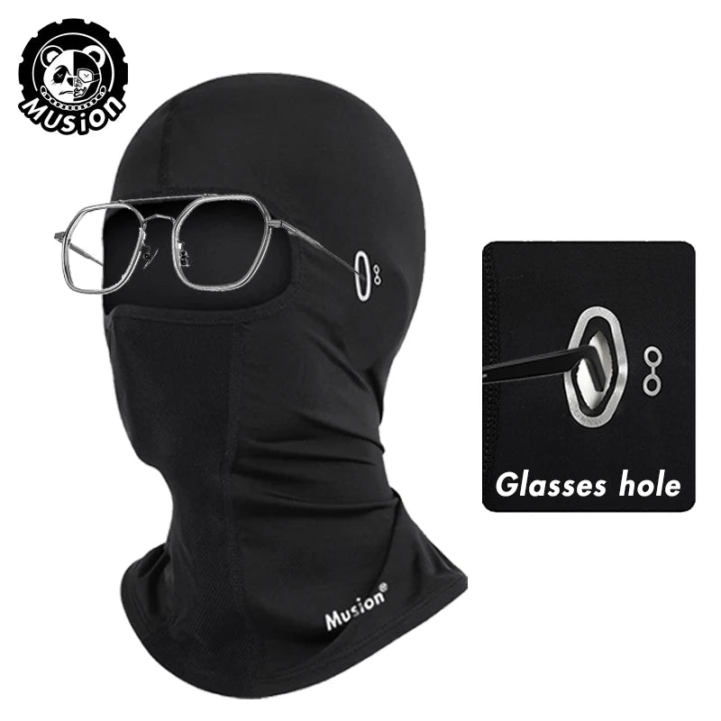 Musion Cycling Helmet Balaclava with Glasses Hole Motorcycle Full Face Mask Sun Protection Ice Silk Biker Headgear Breathable fo AXSSIBLZ