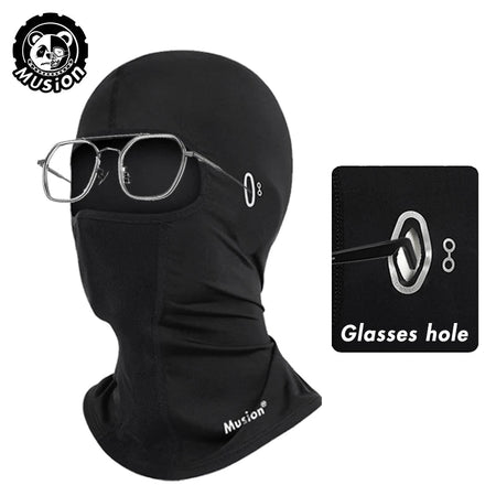 Musion Cycling Helmet Balaclava with Glasses Hole Motorcycle Full Face Mask Sun Protection Ice Silk Biker Headgear Breathable fo AXSSIBLZ