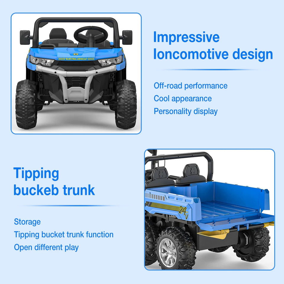 Ride On Truck Car 24 V Kids Electric Vehicles With Remote Control, Children Ride On Utv Car With Safety Belt, For Boys Girls AXSSIBLZ