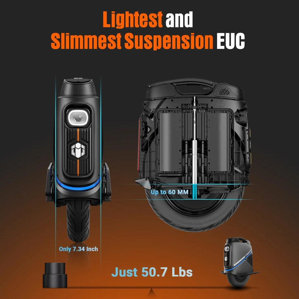 Newest INMOTION V9 Electric Unicycle 1000W Motor 84V 750Wh Battery 60mm Suspension With GPS Remote Locking LED Light EUC-Wheel AXSSIBLZ