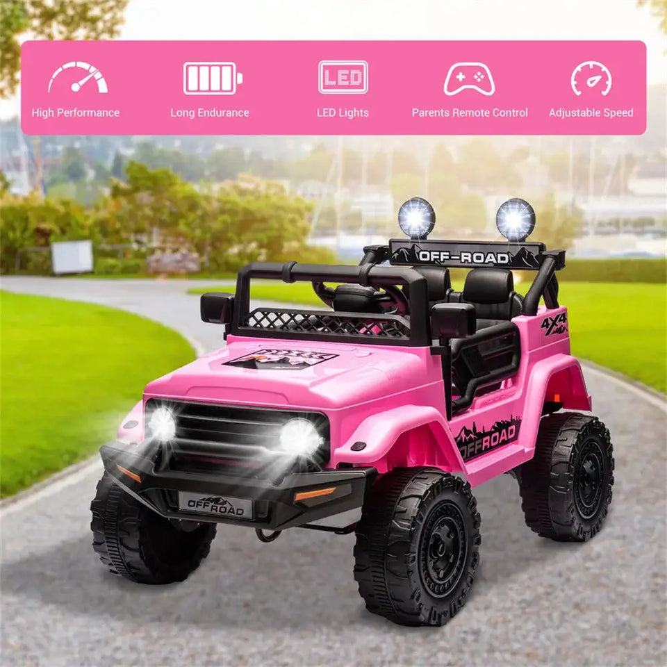 12V 3-8 Years Kids Ride On Car with 2 Seater Electric Vehicle Toy Truck w/Remote Control Rechargeable Christmas Gift AXSSIBLZ