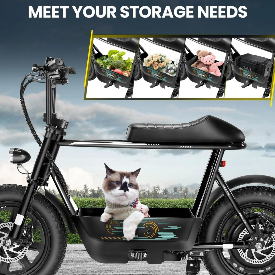 Peak 819W Electric Scooters with Seat for Adults, 16" Fat Tire for All-Terrain, Commuter Ebike for Teens, with Carry Basket AXSSIBLZ