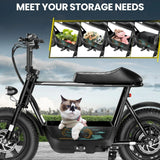 Peak 819W Electric Scooters with Seat for Adults, 16" Fat Tire for All-Terrain, Commuter Ebike for Teens, with Carry Basket AXSSIBLZ